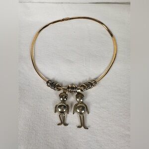 2 boy Gold and Silver Pendant Necklace 18 1/2in long